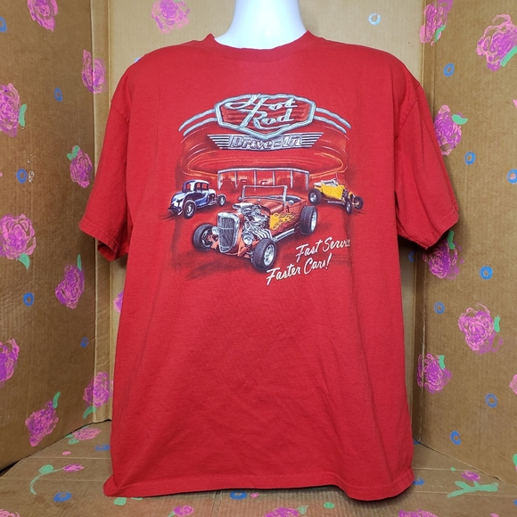 HOT ROD DRIVE IN RED T SHIRT SIZE XL - Picture 2 of 6